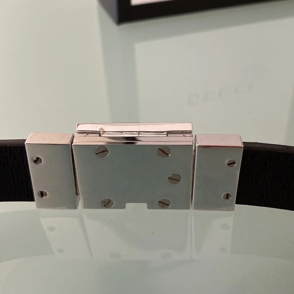 NIB Auth GUCCI leather BELT w/logo buckle 28”/71.5 cm ITALY - Picture 10 of 16